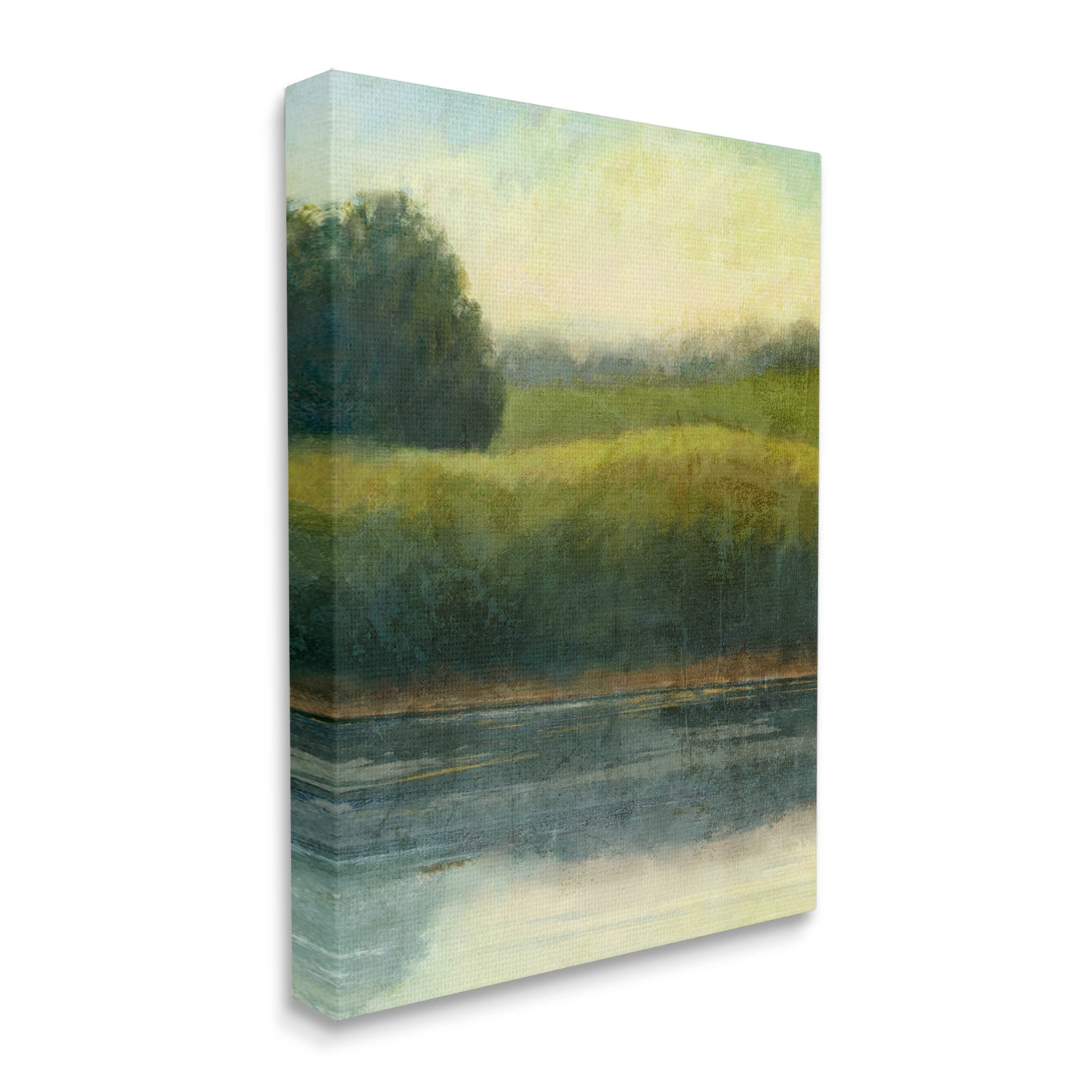 Rural Pond Grassland Nature Landscape Graphic Art Gallery Wrapped Canvas Print Wall Art