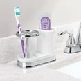 thumbnail image 2 of mDesign Bathroom Toothbrush/Toothpaste Dental Storage Organizer - White/Chrome, 2 of 7