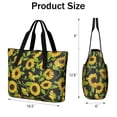 thumbnail image 3 of Tote Bag for Women - Black Sunflower Shoulder Bag - Large Utility Work Duffle Bag with Zipper Handbag for Travel, Work, Sprots, 3 of 5