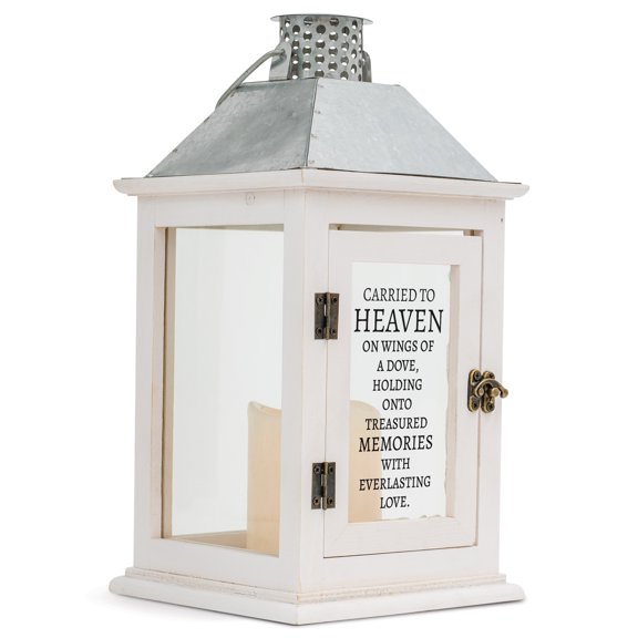 Carried To Heaven Classic White 6.5 x 6.5 x 12.25 LED Candle Lantern