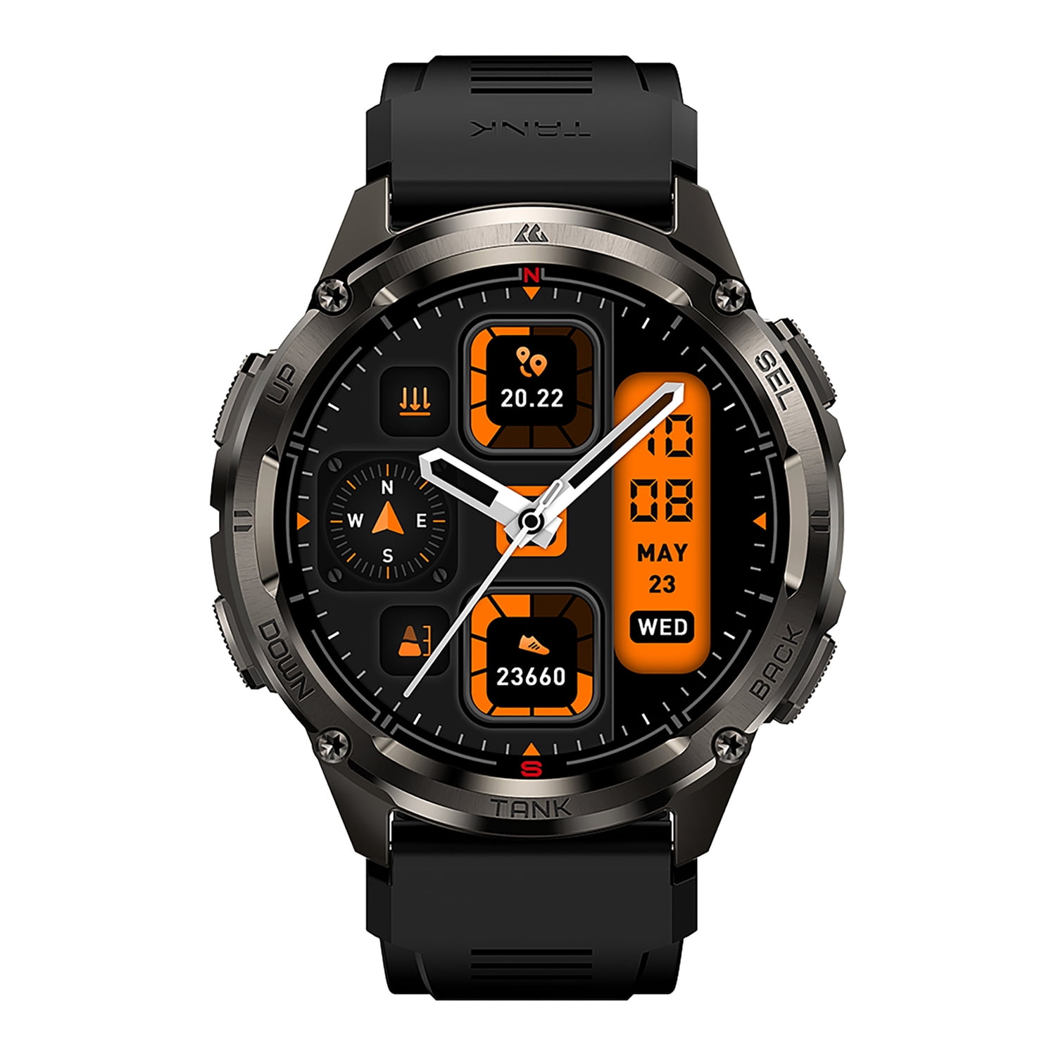 KOSPET TANK T3 Ultra 2 1.43-In. AMOLED GPS Smartwatch with Silicone Band (Black), P-TU001-B