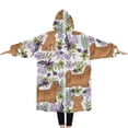 thumbnail image 2 of Oversized Wearable Blanket Hoodie,Yorkie Dog and Flower Florals Sherpa Blanket Hoodie with Super Pockets,Super Warm Fuzzy Pullover for Women & Men, 2 of 6