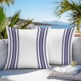 thumbnail image 5 of Outdoor Pillow Covers 26 x 26 Inches, Navy Blue Striped Waterproof Throw Pillow Cover Set of 2, Modern White Striped Abstract Art Aesthetics Decorative Square Cushion Covers for Patio/Tent/Couch, 5 of 7
