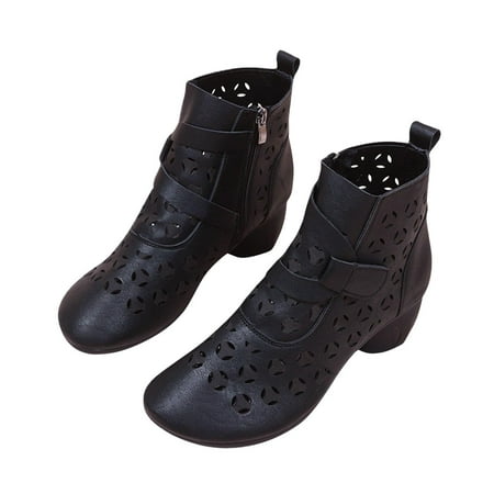 

Valentine s Day Deals!2022 Hvyes Women Boots Retro Flat Bottom Shoes Casual Boots Plus Size Shoes