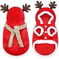 thumbnail image 1 of Disfraces navideños de alces para mascotas, Sudadera gruesa con capucha para cachorros, ropa cálida de Navidad, trajes para perros pequeños y medianos XS JFHHH pequeña, 1 of 4