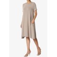 thumbnail image 3 of Robe T-Shirt Évasée à Manches Courtes Col Bateau Longueur Genou avec Poche pour Femmes PLUS, 3 of 6