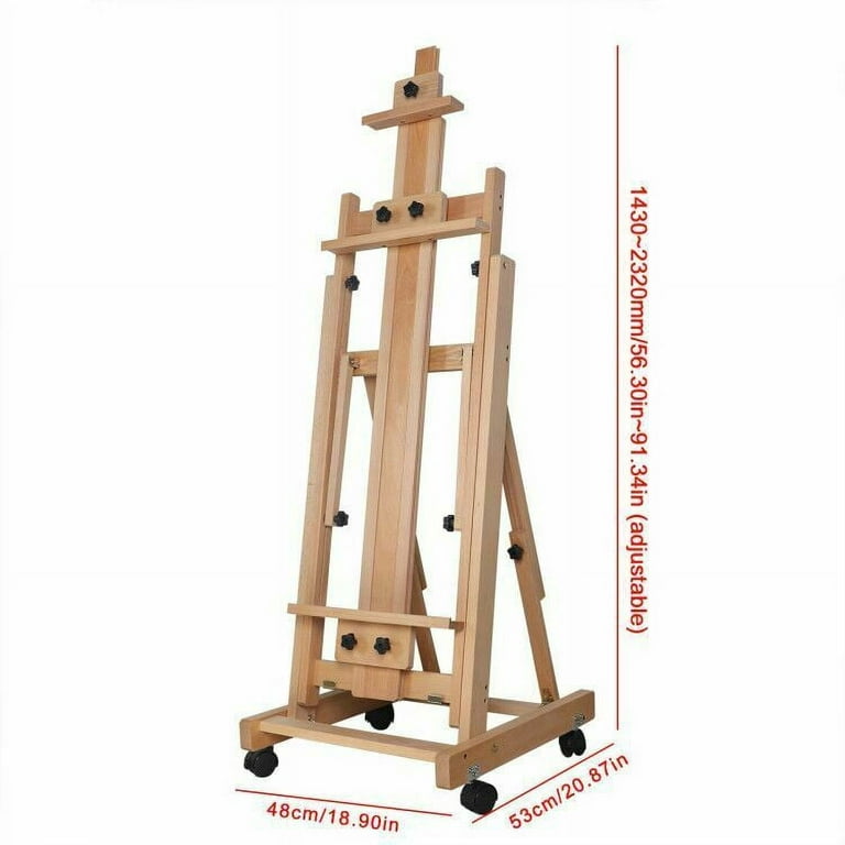 Fichiouy Professional Art Easel Versatile Solid Beech Floor-standing Easel with Caster 56.30-91.34 inch