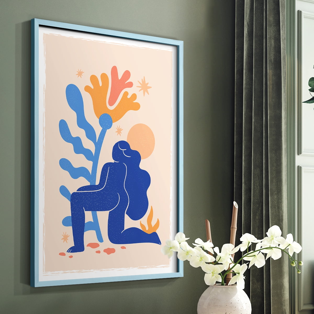 Matisse CCCLXIV in Blue Solid Wood 22 x 28 Framed Print