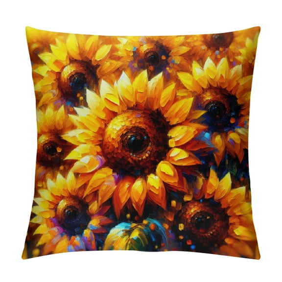 JRXY Sunflower Throw Pillow Cover Couch Pillow Case Square Outdoor Pillow Sofa Bed Lumbar Pillowcase Decorative White