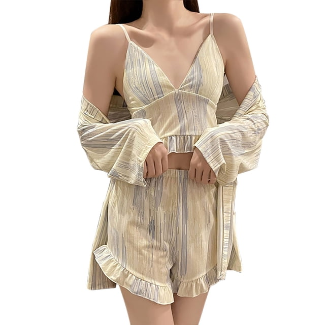 Ensemble de 3 Pyjamas pour Femmes Ensembles Pyjamas et Shorts Pyjamas Tenues de Détente