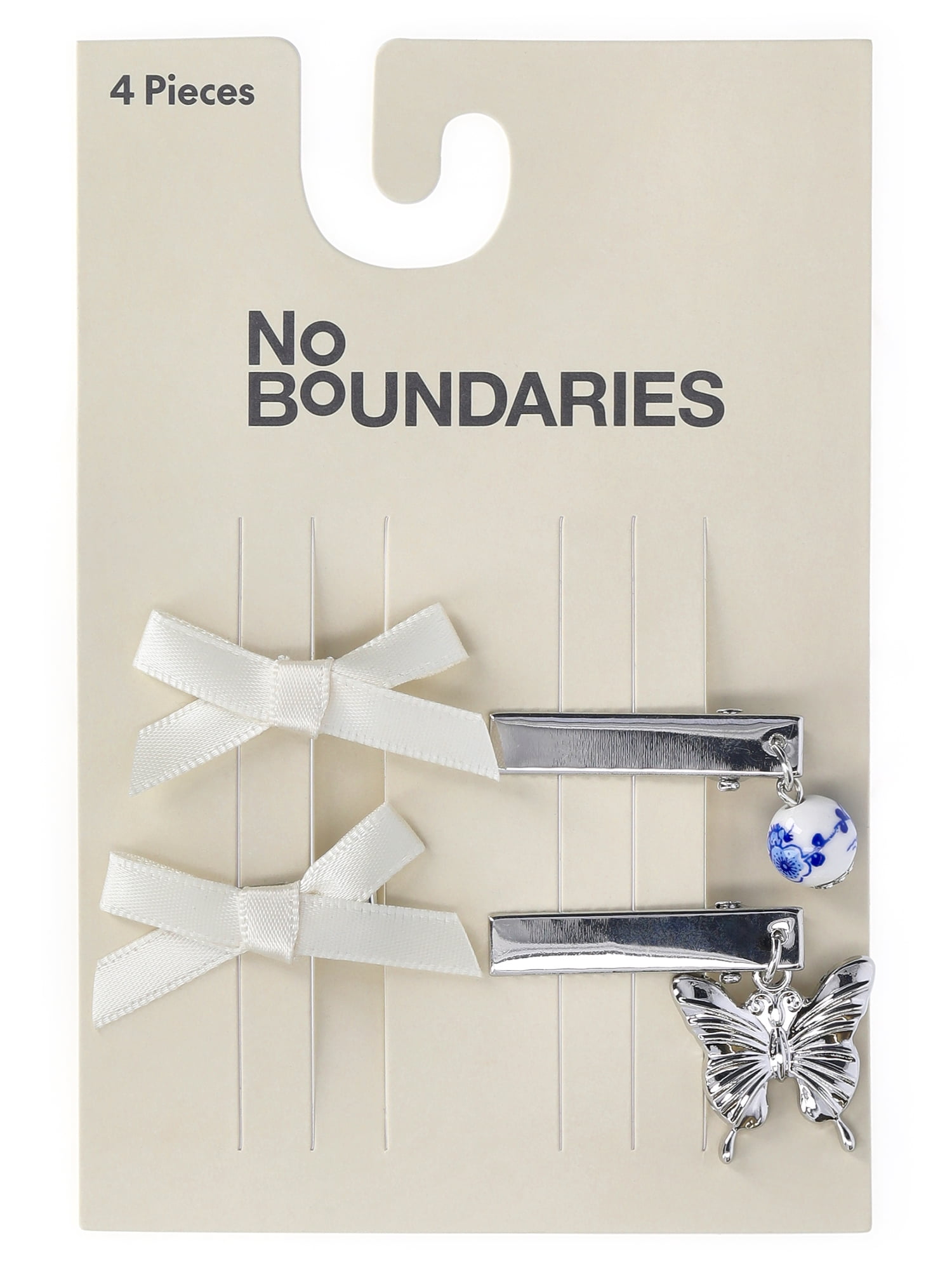 No Boundaries Bow Charm Hair Clip Set, 4-Piece, Women's