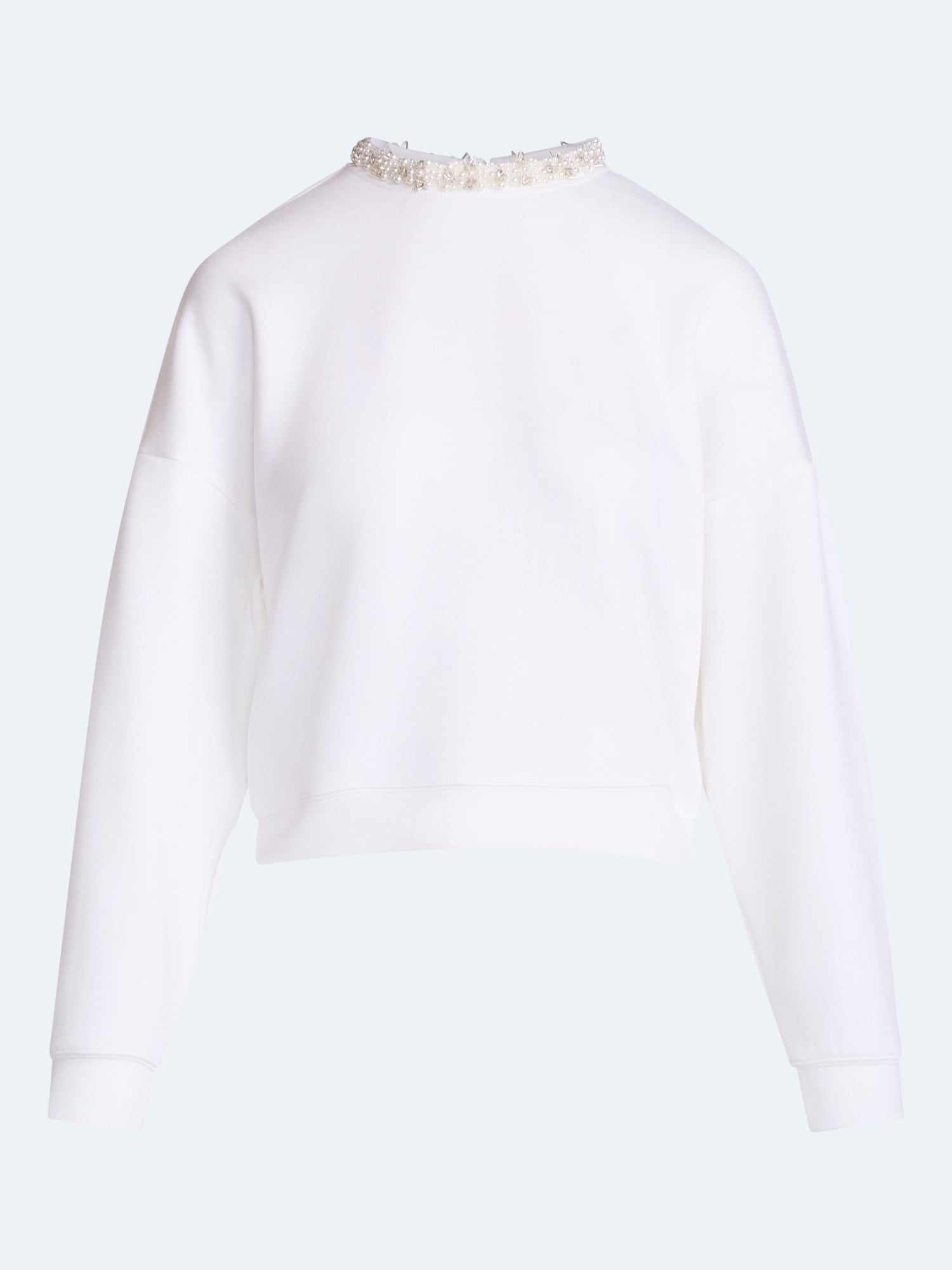 Scoop Women's and Women's Plus Scubaknit Pearl Embellished Sweatshirt, Sizes XS-4X