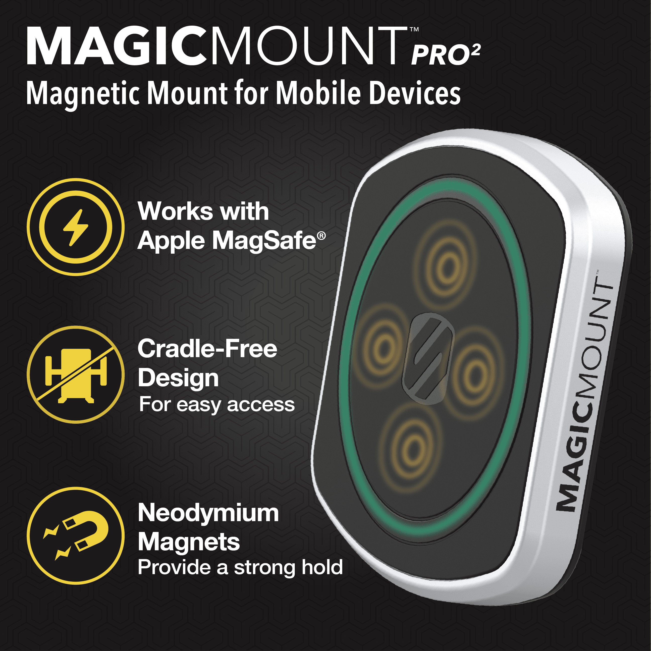 Scosche MP2WD-SP MagicMount Pro 2 Magnetic Suction Mount for Car/Home/Office - Black