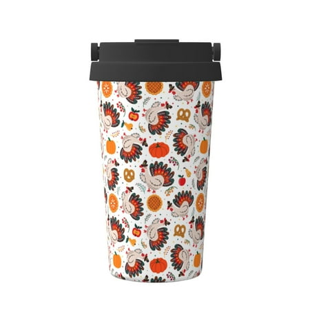 

Logiee Turkey And Thanksgiving2 Print Stainless Steel Coffee Tumbler Travel Coffee Mug Insulated Coffee Mug with Lid Spill Proof Coffee Cup Portable Thermal Mug