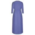 thumbnail image 4 of ZZwxWA Women 3/4 Sleeve V Neck Maxi Dress Summer Casual Solid Elastic High Waist Side Split Long Dress with Pockets, 4 of 5