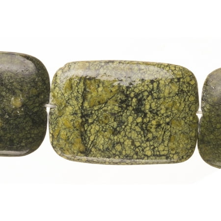 - Rounded Square - Shaped Moss Agate Beads Semi Precious Gemstones Size: 36x25mm Crystal Energy Stone Healing Power for Jewelry Making