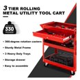 Tool Cart, 3 Tire Rolling Tool Cart,330 LBS Capacity Heavy Duty Utility ...