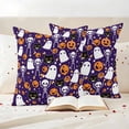 thumbnail image 3 of Halloween Purple Outdoor Waterproof Pillow Covers, Black White Ghost Orange Skull Pumpkin Decorative Square Throw Pillowcase Sofa Cushion Sham for Patio/Couch/Chair, 24"x24" 2 Pack, 3 of 8