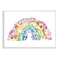 Stupell Industries Mixed Rainbow Animals Wildlife Arched Rainbow Shape Graphic Art Unframed Art Print Wall Art, Design by Dishique