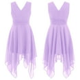 thumbnail image 5 of CHICTRY Girls V Neck Chiffon Wedding Party Dress Pleated High-low Hem Dresses,Sizes 4-16 Lavender 14, 5 of 6