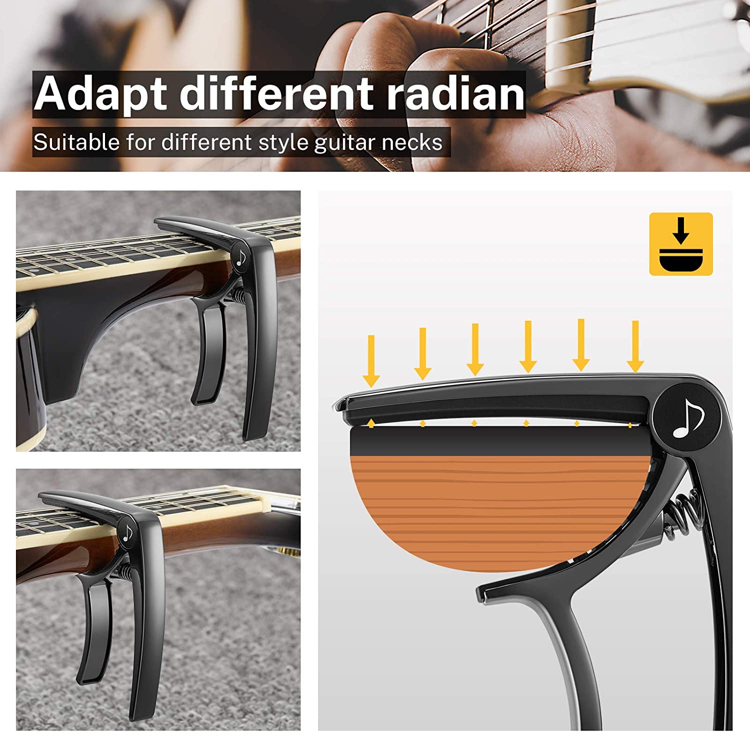 Donner DC-2 Guitar Capo Black with 4 Picks photo 3