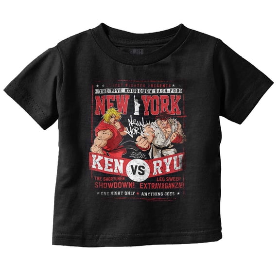 Street Fighter NYC Ken Vs Ryu Match Toddler Kids Crew Neck Graphic T-Shirt Brisco Brands 6M