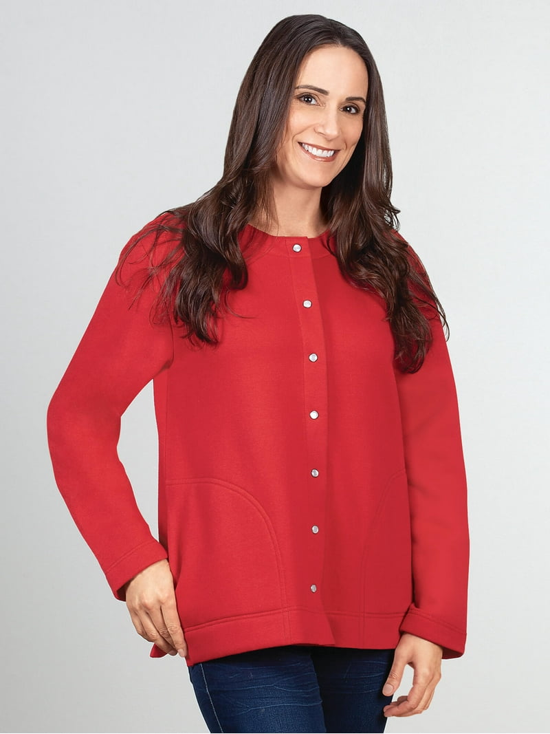 Snap Front Sweatshirt Cardigan by Sawyer CreekTM - Large