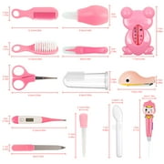 BUSATIA Baby Grooming Kit,13 in 1 Infant Safety Care Set with Hair Brush Comb Nail Clipper Nasal Aspirator,Baby Essentials Kit for Newborn Girls Boys-Pink Baby Grooming Kit