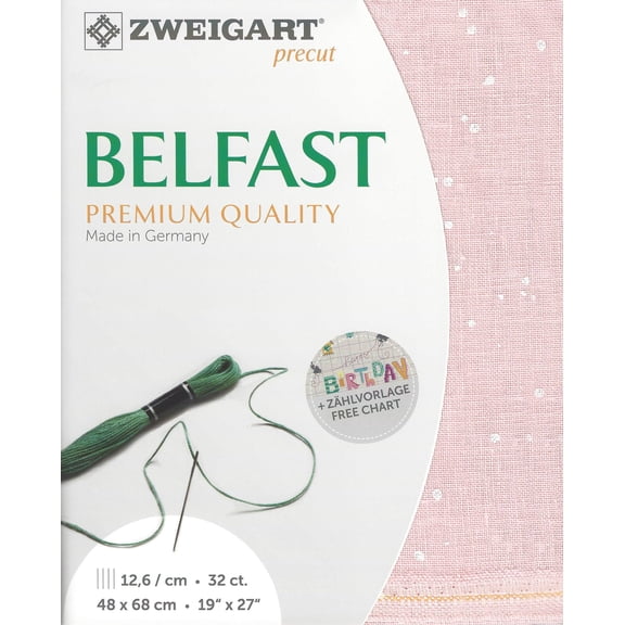 Precut Zweigart Belfast Splash 32 count Powder Pink Splash 3609/4279