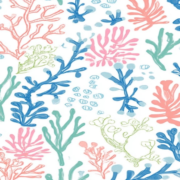 Peel and Stick Wallpaper 23.6in x 9.8ft Colorful Abstract Coral Blue Pink Green Details marine life Contact Paper Vinyl Waterproof Self Adhesive Wall Paper for Bedroom Shelf Cabinet Renter Friendly