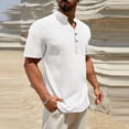 thumbnail image 4 of pstuiky camisa de manga larga para hombre, Camisas de manga larga con cuello alto y botones sólidos para hombre Tops casuales para hombres m, 4 of 7