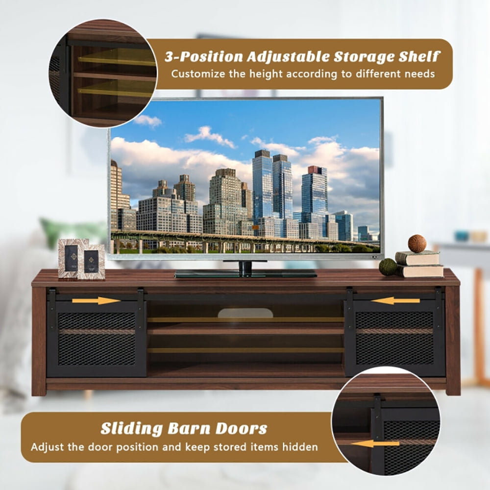 Finihen TV Stand, TV Cabinet, TV Stand Entertainment Center for TV's up to 65 Inch with Adjustable Shelves, Media Entertainment Center with Storage, for Living Room, Bedroom, Brown