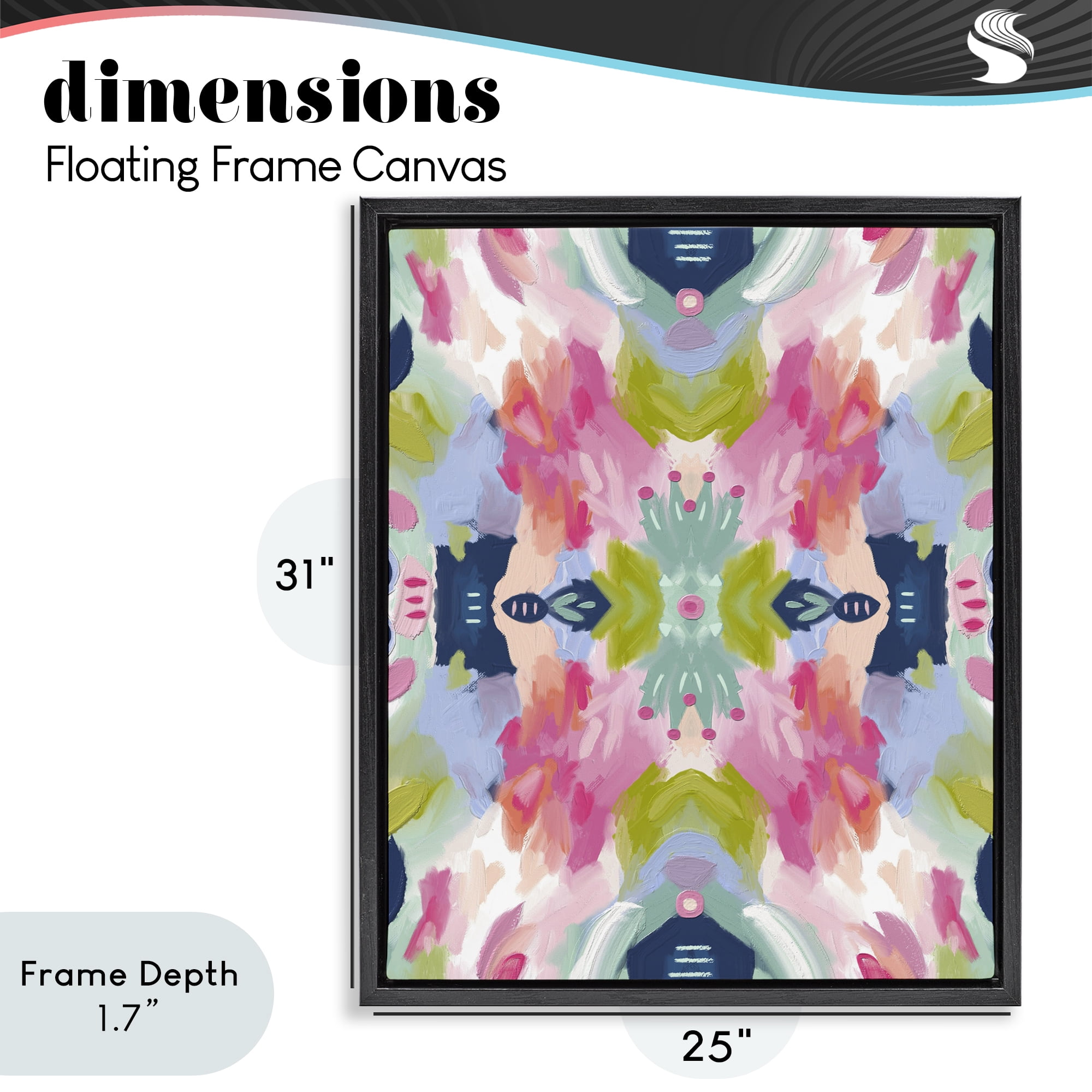 Stupell Industries Kaleidoscopic Floral Mandala Black Framed Floater Canvas Wall Art, design by Lisa Nohren