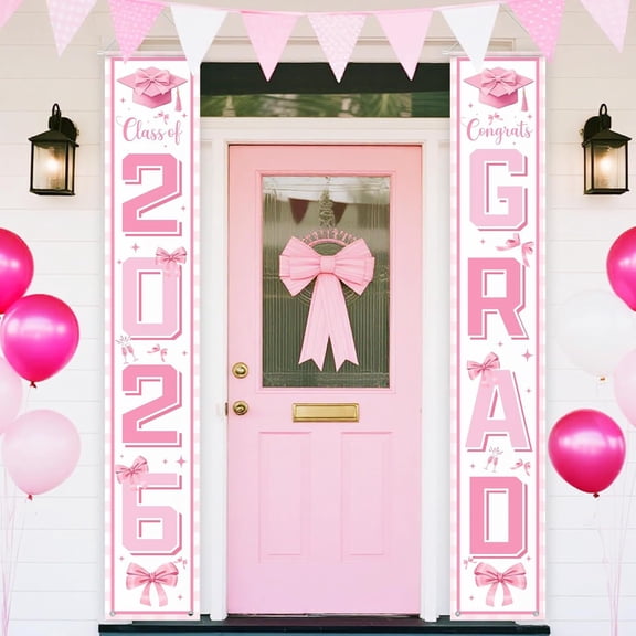 Graduation Decorations 2026 GRAD Banner Black Porch Door Sign Welcome Banner For Indoor Outdoor Wall Graduation Decorations Class of 2026