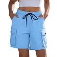 thumbnail image 2 of Yievot Women's Cargo Shorts 7 Inch Inseam Drawstring Elastic Waist Loose Fit Summer Outdoor Casual Shorts with Multi Pockets, 2 of 8