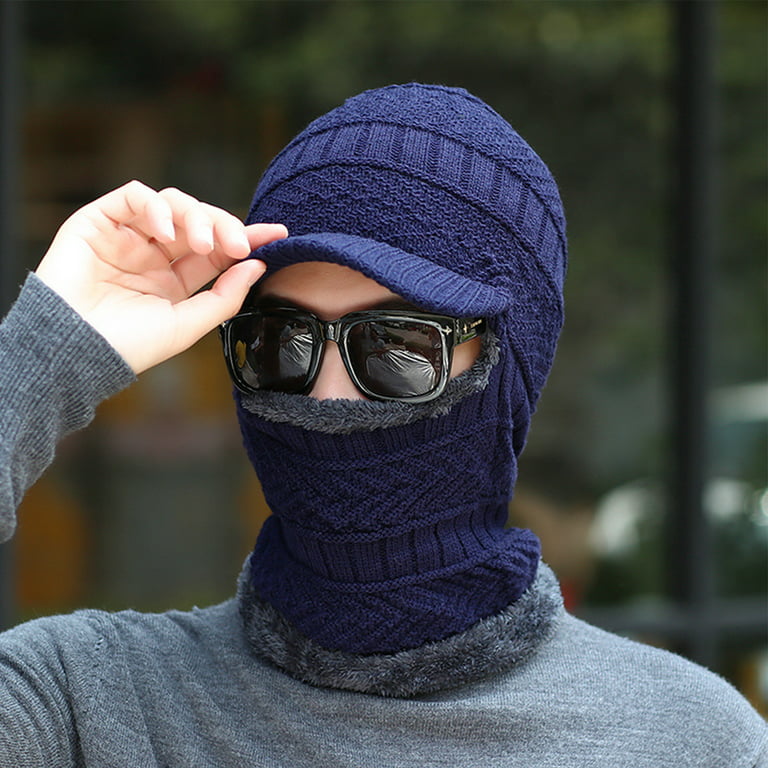 Grandest Birch Men Women Winter Stretchy Knitted Hat Neck Gaiter Full Face Cover Warm Balaclava, Adult Unisex, Size: One size, Blue