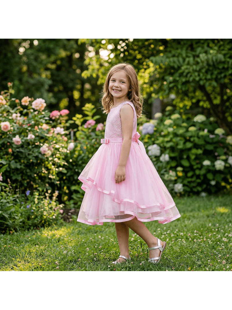 Sunny Fashion Girls Wedding Dress Sleeveless Flower Party Bridesmaid Dress, Size 4-14, Women's, Size: 10, Pink