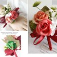 thumbnail image 3 of Artificial rose wrist set for bride and groom, wedding ball set decorated corsage hand flower simulation flower - red, 3 of 5