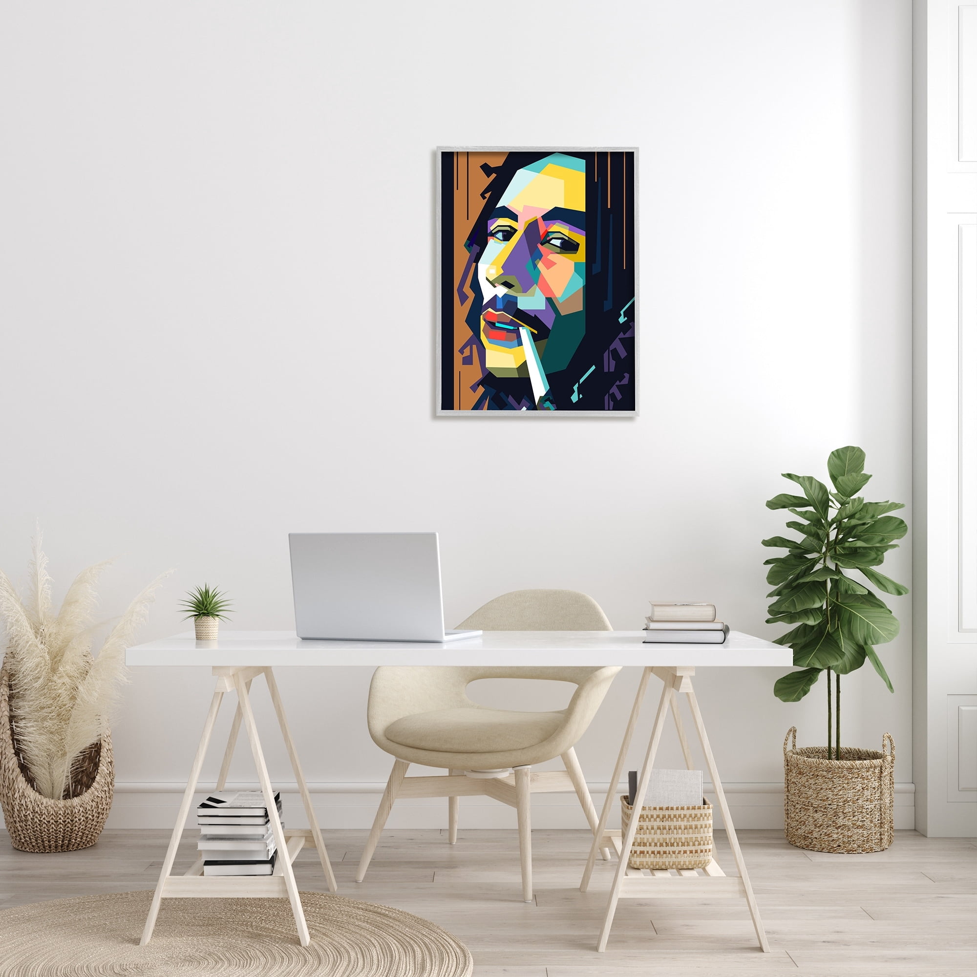 Stupell Industries Modern Bob Marley Portrait Abstract Geometric Pattern, 24 x 30, Design by Birch&Ink