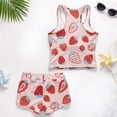 thumbnail image 6 of COEQINE 2 Piece Girls Swimsuit Tankini with Removable Pads for Ages 12-13 Years Old Rash Guard Bathing Suits Soft Comfortable Tankini Set for Pool Beach Wear, Red Strawberry, 6 of 8