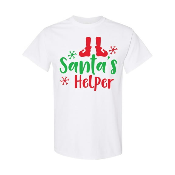 Inktastic Santa's Helper, Elf Shoes, Snowflakes, Christmas T-Shirt