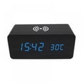 thumbnail image 1 of Wood LED Digital Alarm Clock With Phone Wireless Charging Pad Snooze Function Sound Control Alarm Clock, 1 of 7