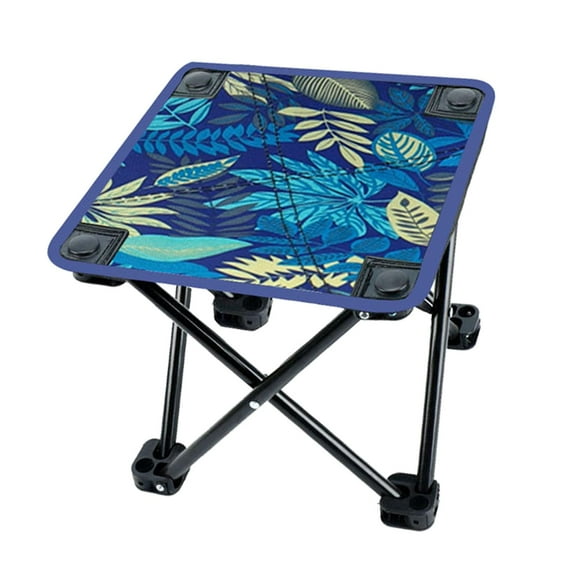 Taburete de campamento taburete plegable silla de campamento silla de campamento sillón plegable reposador reproducción reclinable reposapiés para la Hojas azules