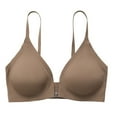 thumbnail image 3 of Sarapandan Women Bra Deep V Neck Wireless Seamless 3/4 Cup Push Up Breathable Front Close T Shirt Bra Cream Coffe XL, 3 of 7