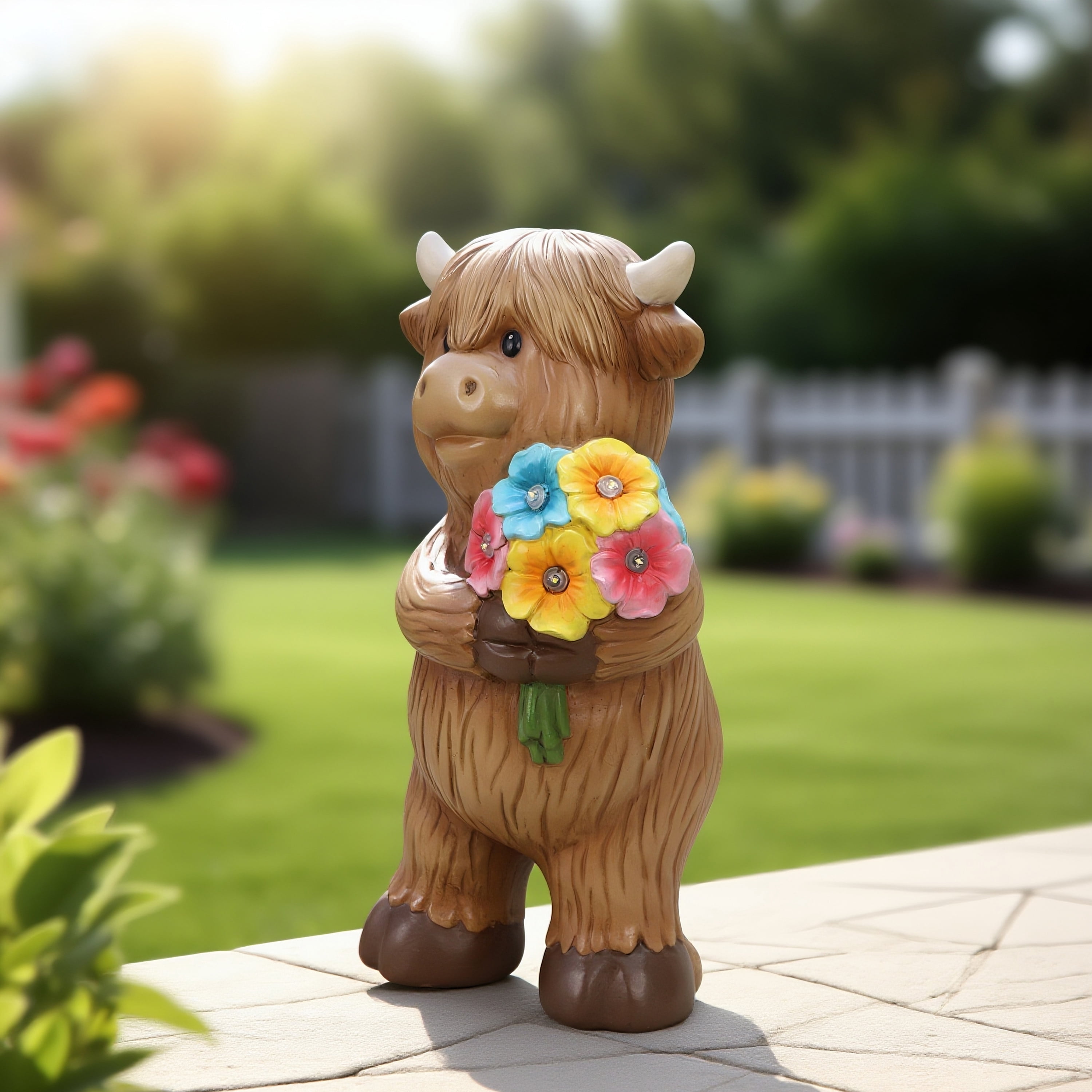 Mainstays Outdoor Solar Highland Cow Statue 5.75 in L x 4.75 in W x 10.75 in H