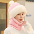 thumbnail image 2 of vnanda Hat Scarf Combo Women's Winter Beanie Hat with Scarf Knitted Windproof Padded Thickened Cycling Integrated Hat Scarf Cold Weather Hat, 2 of 8