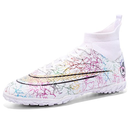 CERYTHRINA Men’s Soccer Cleats Football Boots Professional Training Turf Outdoor Indoor Sports Athletic Big Boy’s Sneaker White 33