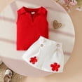 thumbnail image 2 of TOOYOU Girls Summer Outfit Sets Toddler Sleeveless Ribbed Vest T Shirt Tops Floral Shorts Outfits Girls Casual Outfit Sets For School Size 12 -18 Months Red, 2 of 4