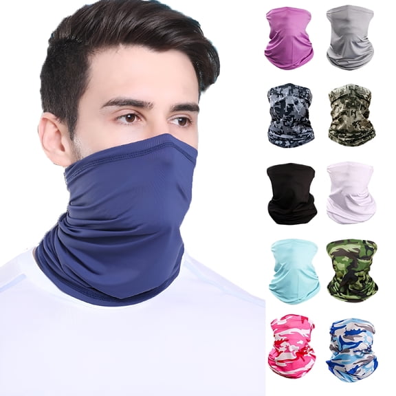 TELOLY 2Pcs Neck Gaiter Face Cover UV Protection Balaclava Scarf Sunscreen Breathable Bandana for Men Women