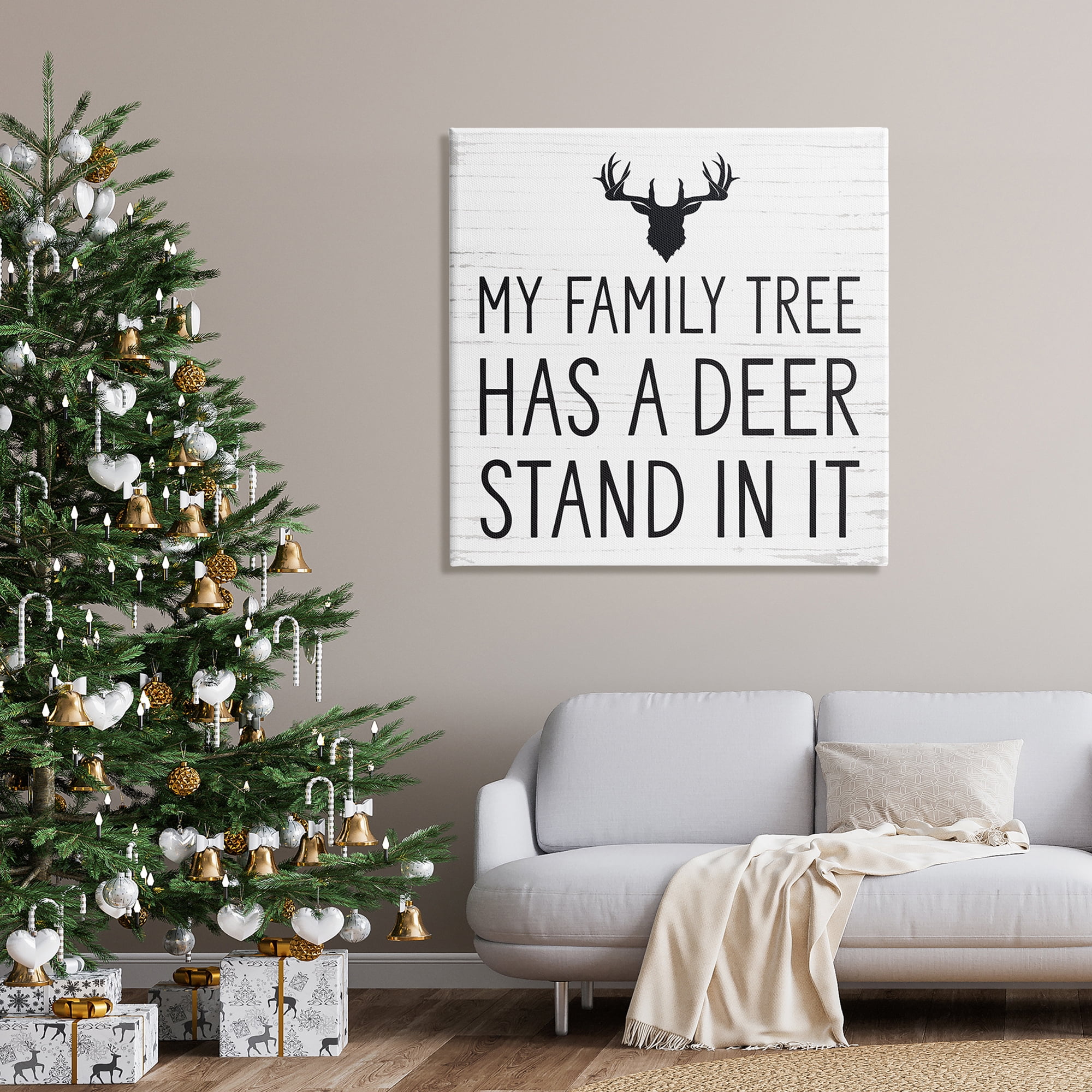 Witty Deer Quote Rustic Lodge Antlers Motif Holiday Graphic Art Gallery-Wrapped Canvas Print Wall Art